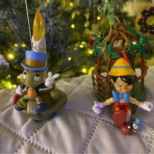 Pinocchio and Jiminy Cricket Christmas Ornaments